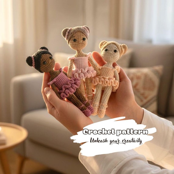 Crochet doll pattern,miniature ballerina, amigurumi ballerina, crochet ballerina, amigurumi doll, dancer doll, ballerina crochet doll