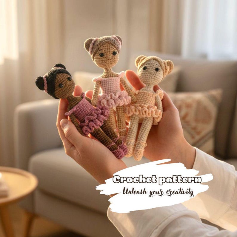 Crochet doll pattern,miniature ballerina, amigurumi ballerina, crochet ballerina, amigurumi doll, dancer doll, ballerina crochet doll image 1