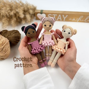 Crochet doll pattern,miniature ballerina, amigurumi ballerina, crochet ballerina, amigurumi doll, dancer doll, ballerina crochet doll