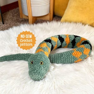 crochet snake pattern, no sew crochet pattern, plushie crochet snake, crochet pattern, amigurumi pattern, easy crochet, beginner crochet
