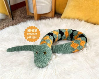 gehaakt slangenpatroon, haakpatroon zonder naaien, pluche gehaakte slang, haakpatroon, amigurumipatroon, eenvoudig haken, haken voor beginners