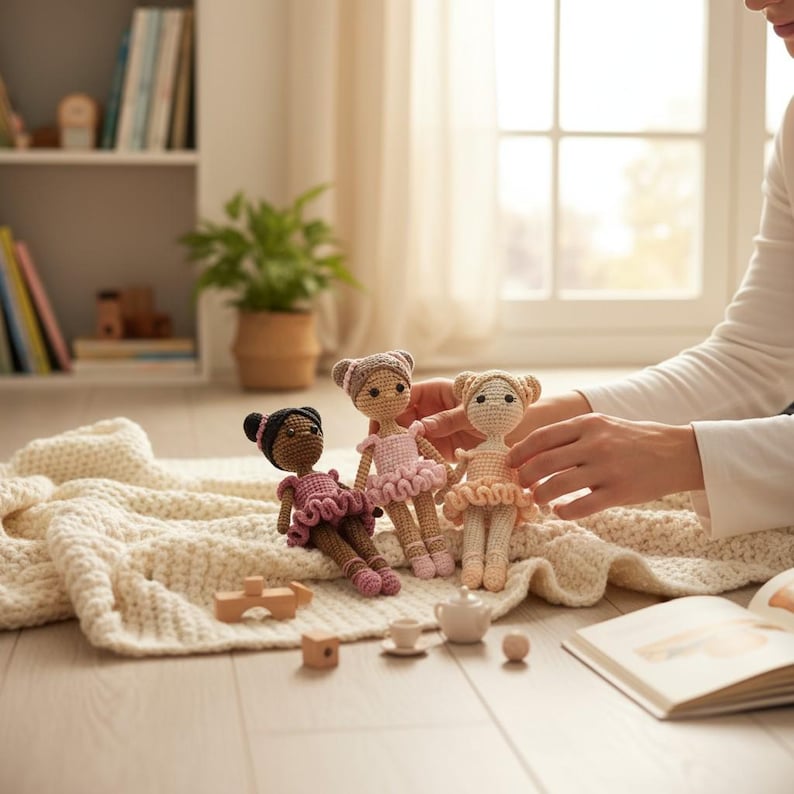 Crochet doll pattern,miniature ballerina, amigurumi ballerina, crochet ballerina, amigurumi doll, dancer doll, ballerina crochet doll image 5