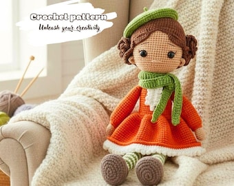 Crochet doll pattern, amigurumi doll crochet tutorial, handmade crochet doll pattern, detailed crochet pdf pattern