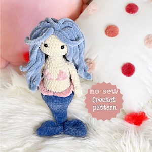 crochet mermaid pattern, no sew crochet pattern, crochet patterns, crochet mermaid, amigurumi pattern, doll crochet pattern, plushie pattern