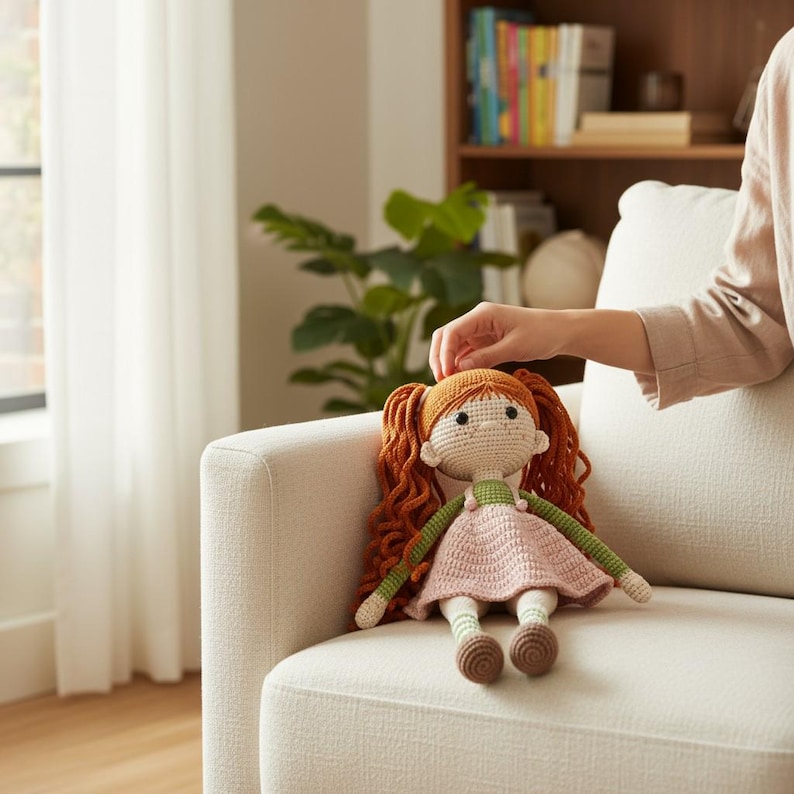 Crochet Doll Pattern, Curly Hair Amigurumi Girl, PDF Instant Download image 6