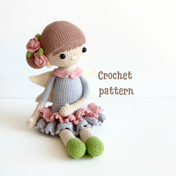 crochet doll pattern, crochet fairy, fairy pattern, amigurumi pattern, amigurumi doll, fairy doll, doll with wings, knit fairy,