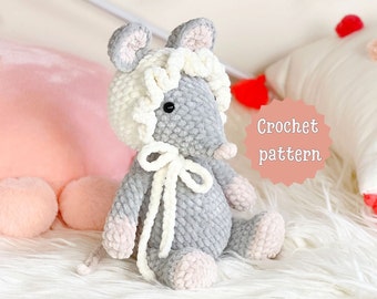 Crochet pattern mouse.Crochet pattern animals. Crochet pattern toy. Amigurumi. Amigurumi mouse. Easy crochet pattern. Plush crochet toy.