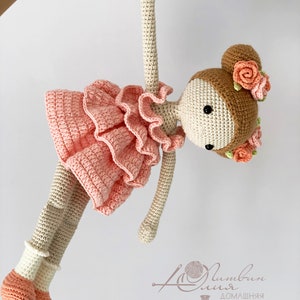 Crochet doll pattern, Crochet pattern amigurumi doll, PDF girl doll, Doll pattern, Doll in a magnificent dress, doll with rose, image 5
