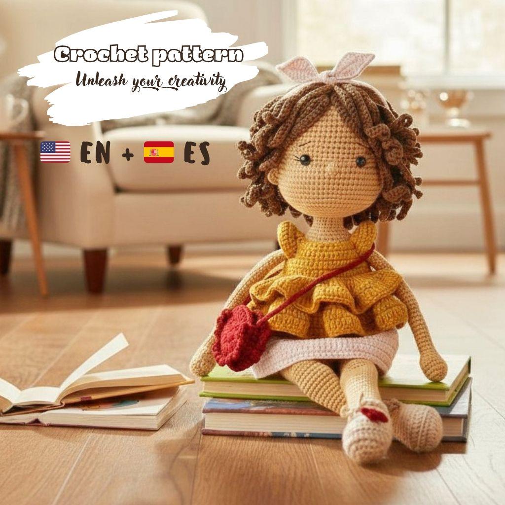 シェリー Crochet Doll Pattern, Amigurumi Girl PDF, Doll With Removable