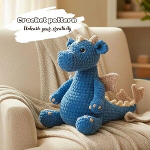 Dragon Amigurumi Crochet Pattern, Stuffed Animal Tutorial for Kids, Plush Toy PDF
