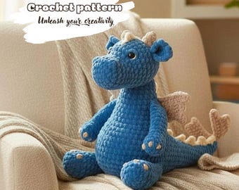Dragon Amigurumi Crochet Pattern, Stuffed Animal Tutorial for Kids, Plush Toy PDF