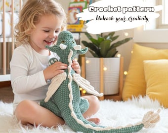 Dragon Crochet Pattern, Amigurumi Toy Tutorial, Fantasy Plush DIY Gift