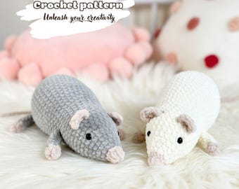 No Sew Rat Crochet Pattern, Plush Mouse Amigurumi PDF, Beginner Tutorial