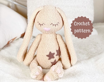 Modèle de lapin au crochet, amigurumi au crochet, motif lièvre, motif lapin de Pâques, amigurumi lapin PDF, motif animal au crochet