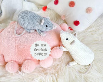 gehaakt rattenpatroon, gehaakt speelgoed zonder naaien, gehaakte muis, amigurumi-rat, haken voor beginners, eenvoudig haakpatroon, gehaakt pluche speelgoed, rattenspeelgoed