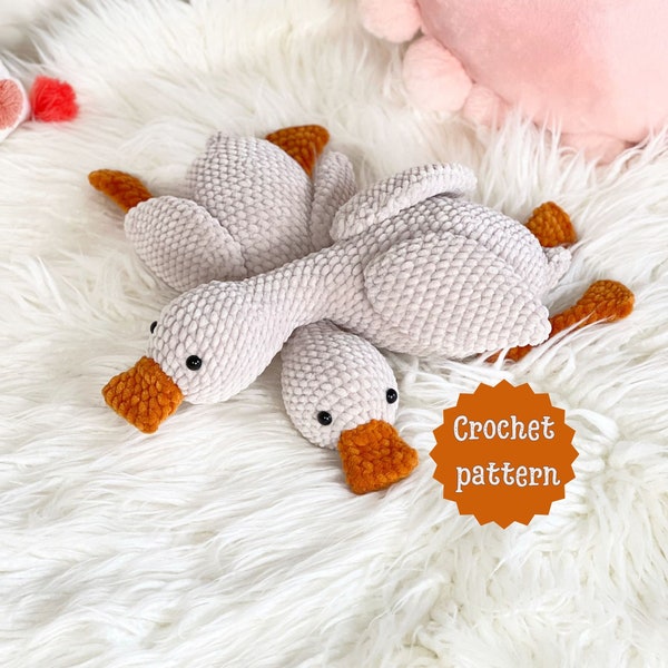 Crochet goose pattern, Crochet birds, Amigurumi goose, Plush crochet pattern, Crochet for beginnes, Easy crochet goose pattern, Plusies toy