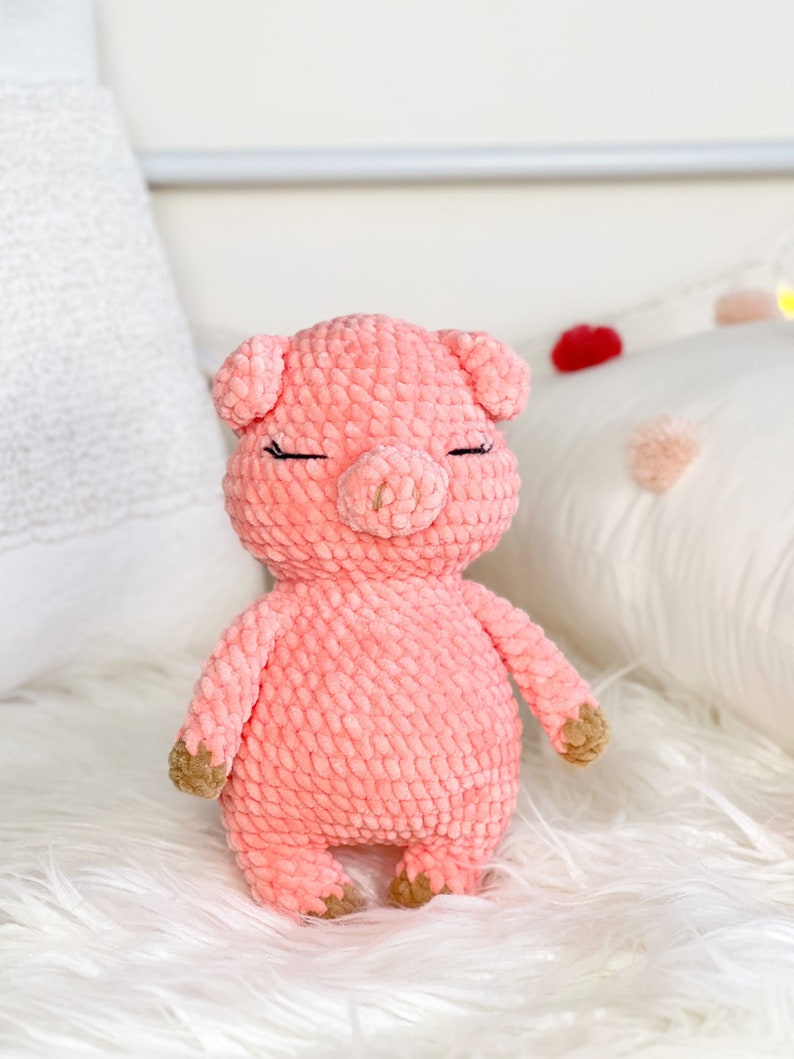 Pig crochet pattern, plush pig, crochet pig pattern beginner, crochet pattern amigurumi, easy crochet pattern, plushie toy pattern image 4