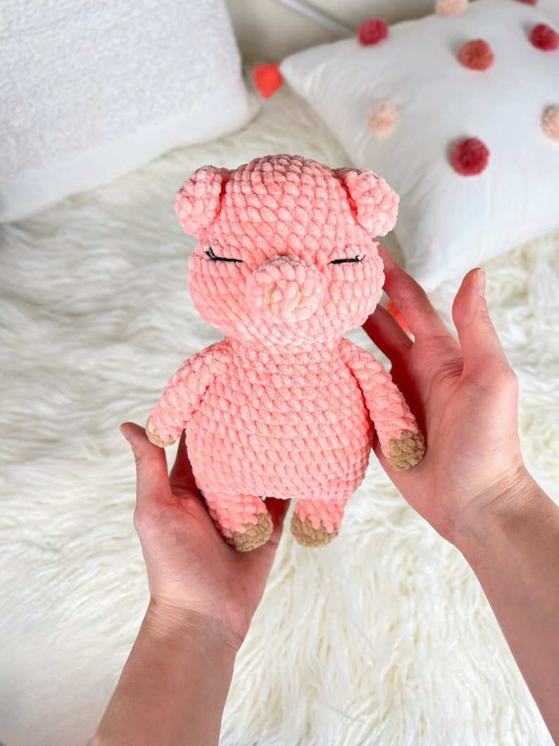 Pig crochet pattern, plush pig, crochet pig pattern beginner, crochet pattern amigurumi, easy crochet pattern, plushie toy pattern image 2