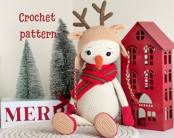 Crochet pattern snowman, christmas crochet pattern, crochet snowman,christmas crochet patterns home decor, amigurumi christmas,christmas toy