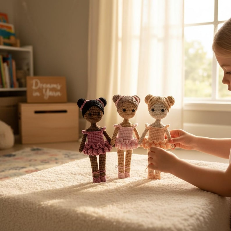 Crochet doll pattern,miniature ballerina, amigurumi ballerina, crochet ballerina, amigurumi doll, dancer doll, ballerina crochet doll image 10