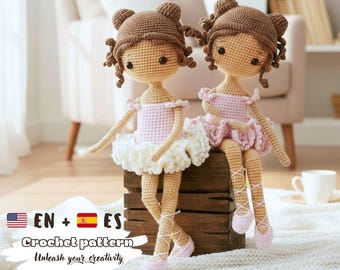 Ballerina Amigurumi Doll Pattern, Crochet Dancer Toy, Tutu Doll PDF