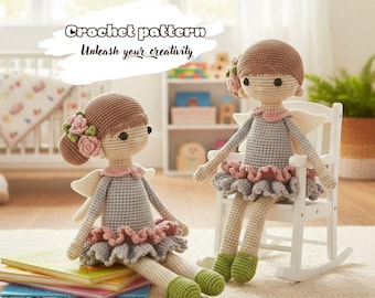 Crochet Fairy Doll Pattern, Amigurumi Girl with Wings PDF