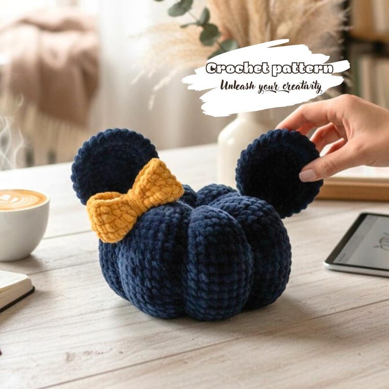 Halloween Crochet Pattern, Halloween Pumpkin Toy, Amigurumi Plush Mouse Fall Decor image 1