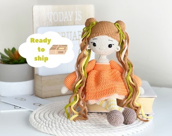 Crochet doll ready to ship, amigurumi doll, gift for girl, gift for girl birthday