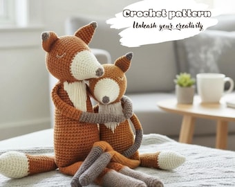 Patrón de zorro a crochet, tutorial de zorro amigurumi en PDF, patrón de animal del bosque sin costura, patrón de peluche a crochet para principiantes