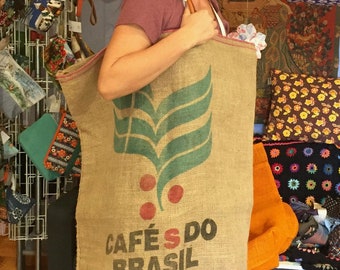 XXL bag in burlap Café do Brasil Giant bag Very large bag Les Cousardes®