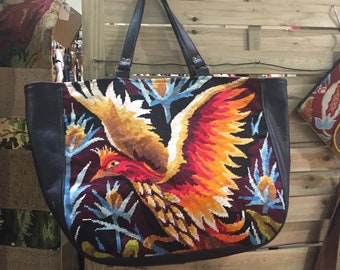 Sac week-end sac Phoenix sac de voyage Oiseau de Feu Légendaire Canevas tapisserie Très grand sac Multipoches Canevas France Les Cousardes®