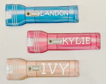 Personalized Flat Flashlight: Kids Party Favors, Classroom Gifts