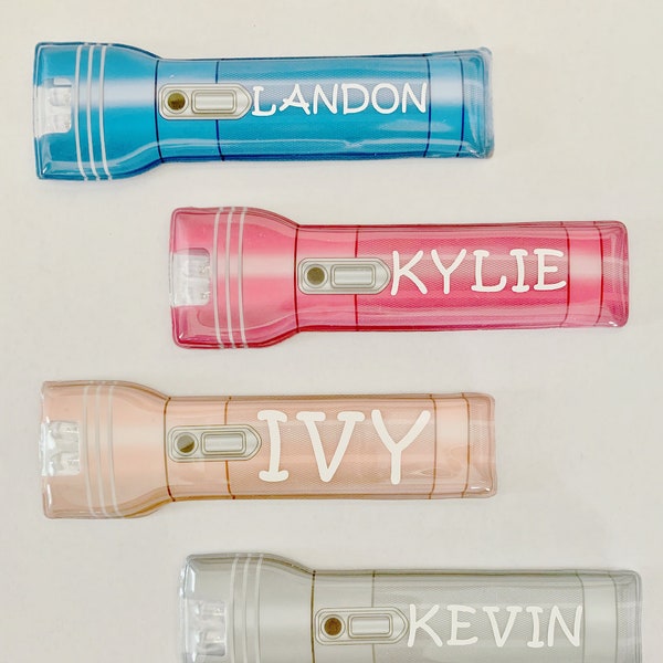Personalized Flat Flashlight: Kids Party Favors, Classroom Gifts