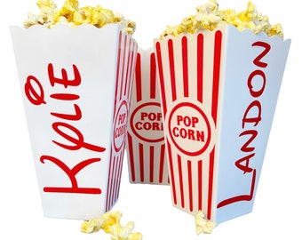 Personalized Popcorn Tub: Red & White Striped, Movie Night Favor