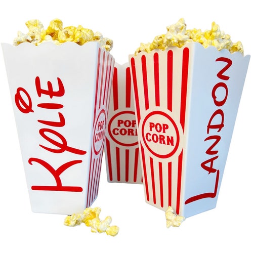 Personalized Popcorn Tub Popcorn Bucket Movie Night Favors Etsy