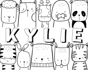 Personalized Name Coloring Page, Custom Name Coloring Page, Printable Name Coloring Page for Kids, Gifts for Kids