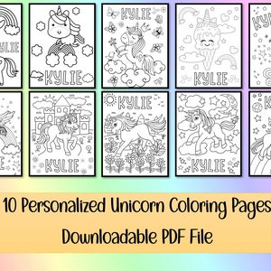 Personalized Coloring Printables, Personalized Unicorn Coloring Pages, Custom Coloring Pages, Coloring Book, Kids Coloring Pages, Kids Gifts