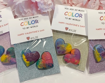 Gifts for Kids, Set of 4 - Valentine’s Day Classroom Favors, Valentine's Day Favors for Kids, Heart Crayons, Classroom Favors, Valentine's