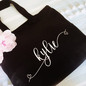 Personalized Tote Bag, Custom Name Tote Bag, Bridesmaid Gifts, Reuseable Tote, Back To School Tote Bag