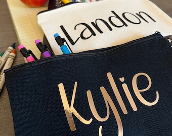 Personalized Kids Pencil Pouch: Custom Canvas Travel Bag