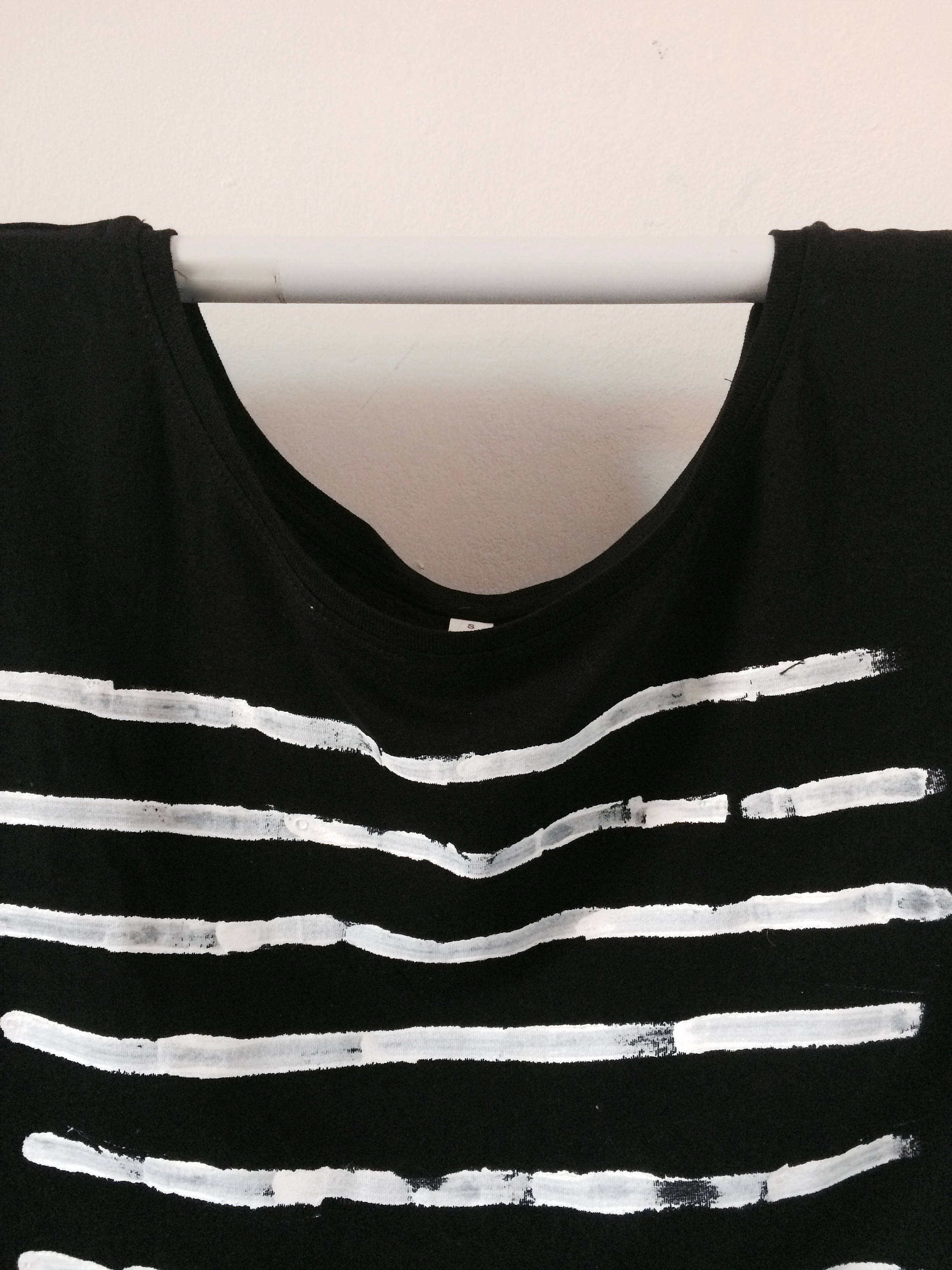 White Stripes on Black Tshirt Hand Painted on Organic Cotton Etsy