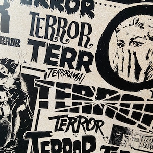 Terror is the Word.Horror movies inspired print