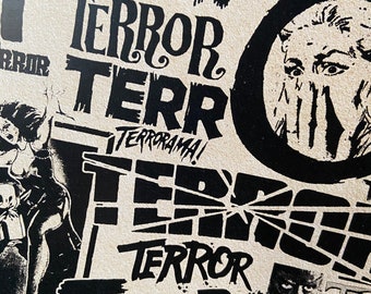 Terror is the Word.Horror movies inspired print
