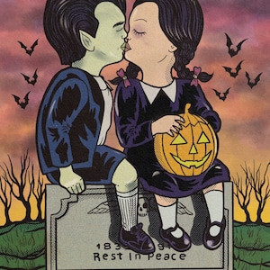 FIRST (SPOOKY) KISS The Munsters/Addams Family Print