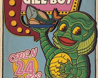 GILL-BOY creature from the black lagoon print