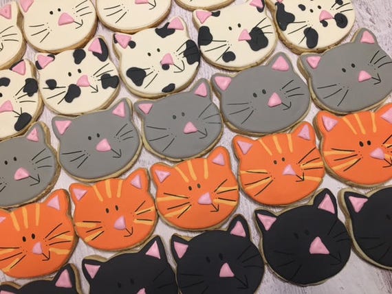 Cat Face Cookies | Etsy