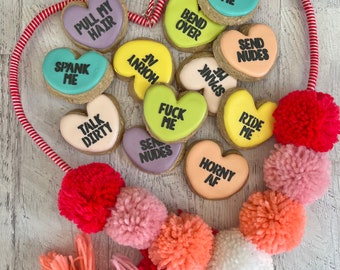 Mini dirty conversation heart cookies