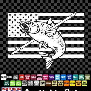 BOWFISHING ARROW AMERICAN Flag Sticker Vinyl Decal Bow fishing