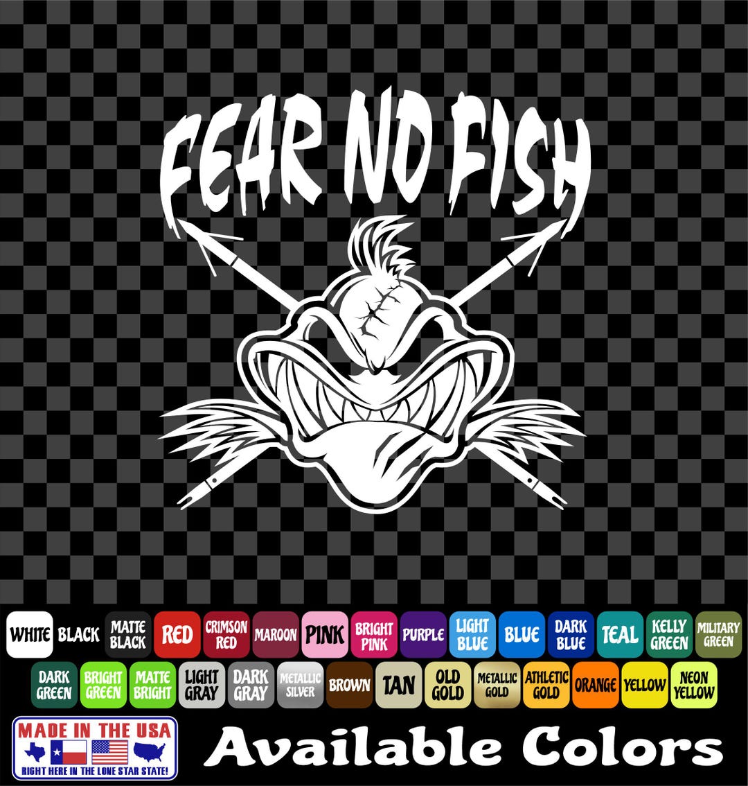 Fear No Fish ANGRY Fish Sticker Bowfishing Vinyl Window Decal Car Truck ...