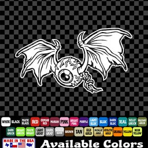 Eye Eyeball Wings Scary Haunted Halloween Flying Bat Vinyl Decal